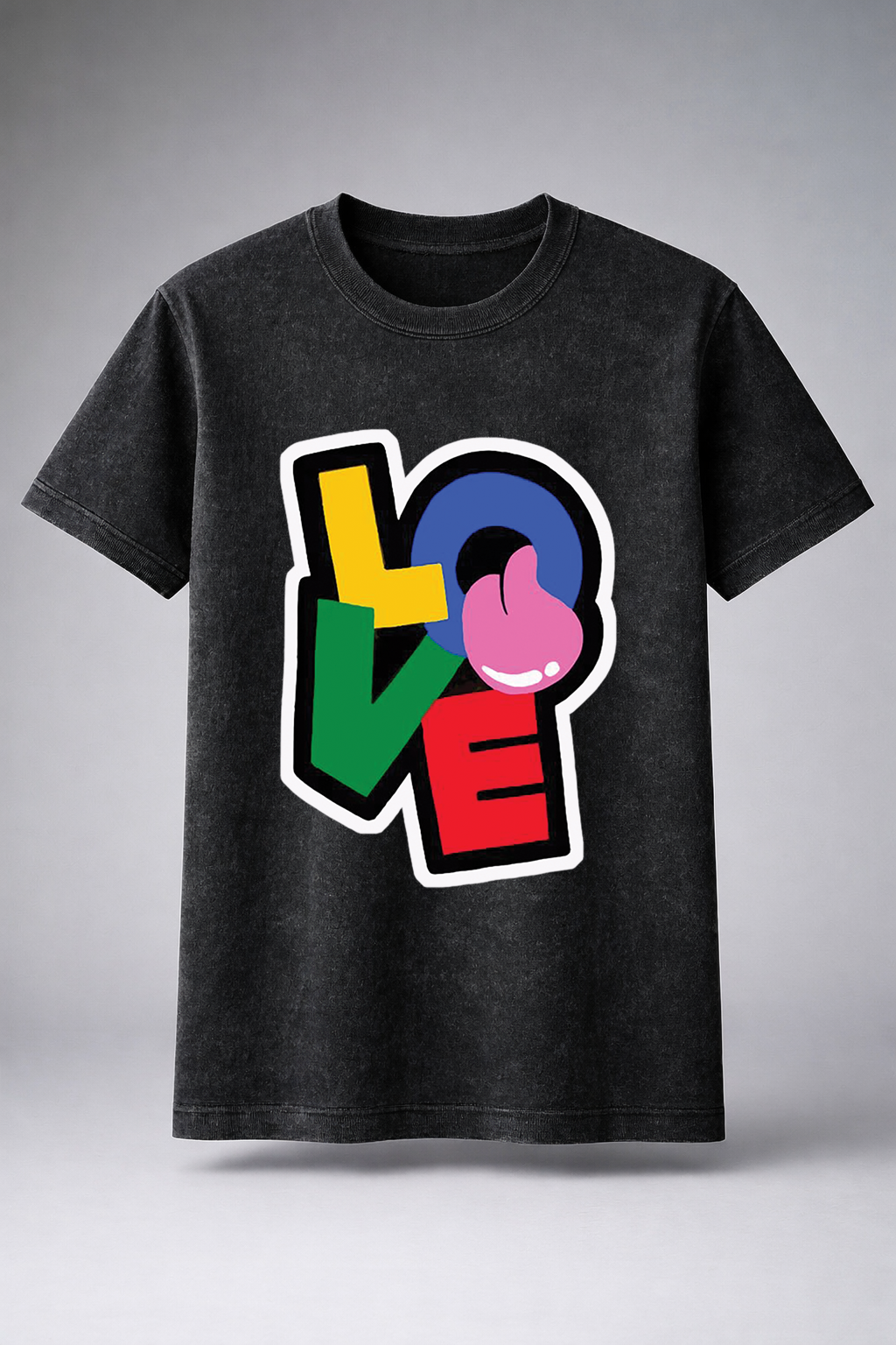 Premium Acid Wash T-Shirt Love printed T shirt (Unisex)