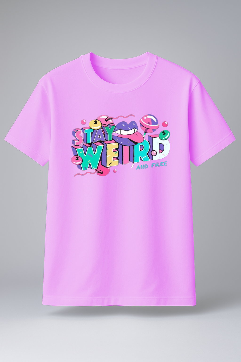 Stay Weird Streetwear Tee Pink