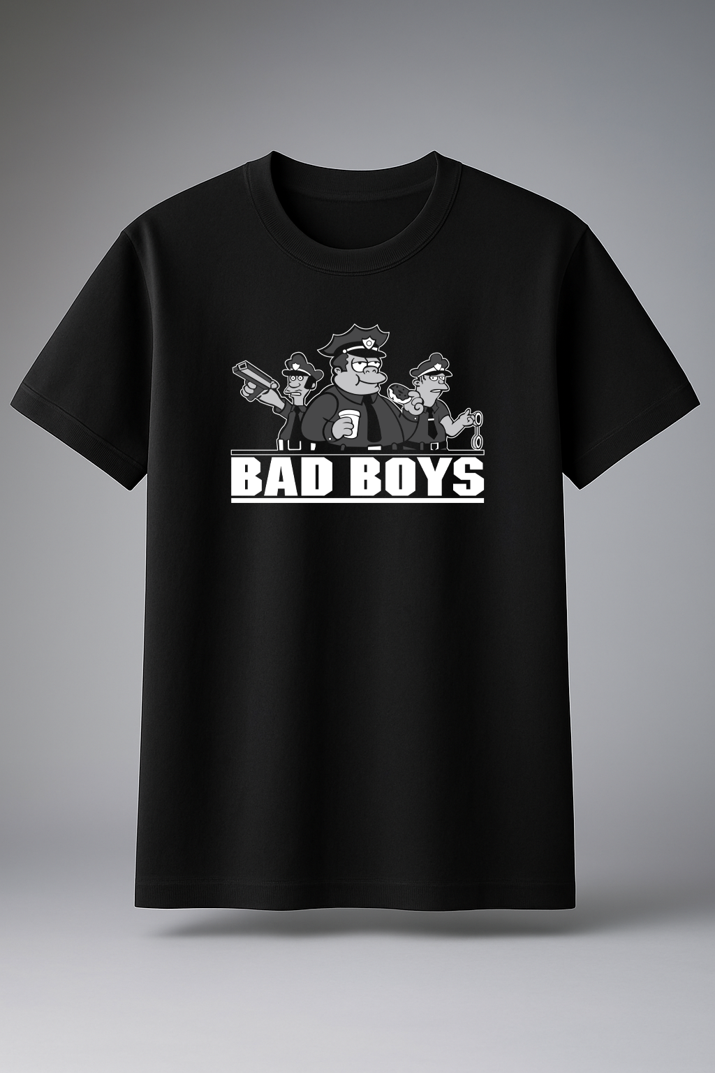 T-Shirt Half Sleeves Black Tees Graphic Printed The Badboys Black