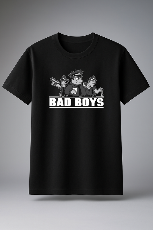 T-Shirt Half Sleeves Black Tees Graphic Printed The Badboys Black