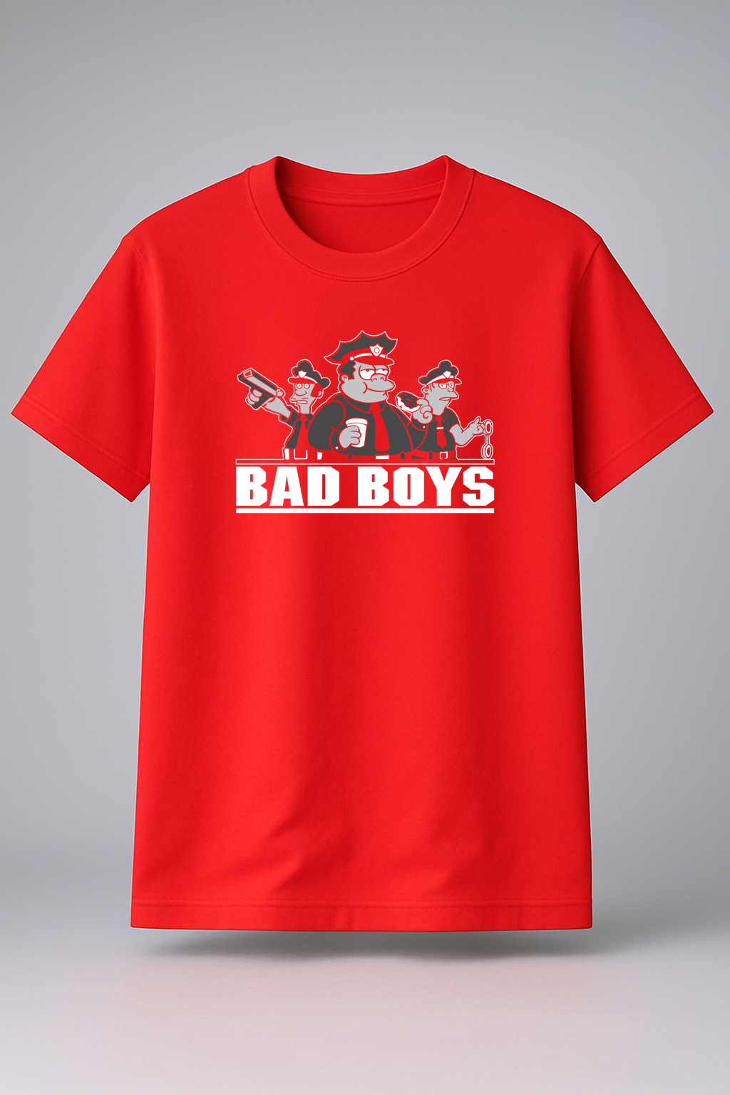 T-Shirt Half Sleeves Red Tees Graphic Printed The Badboys Red