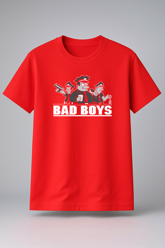 T-Shirt Half Sleeves Red Tees Graphic Printed The Badboys Red