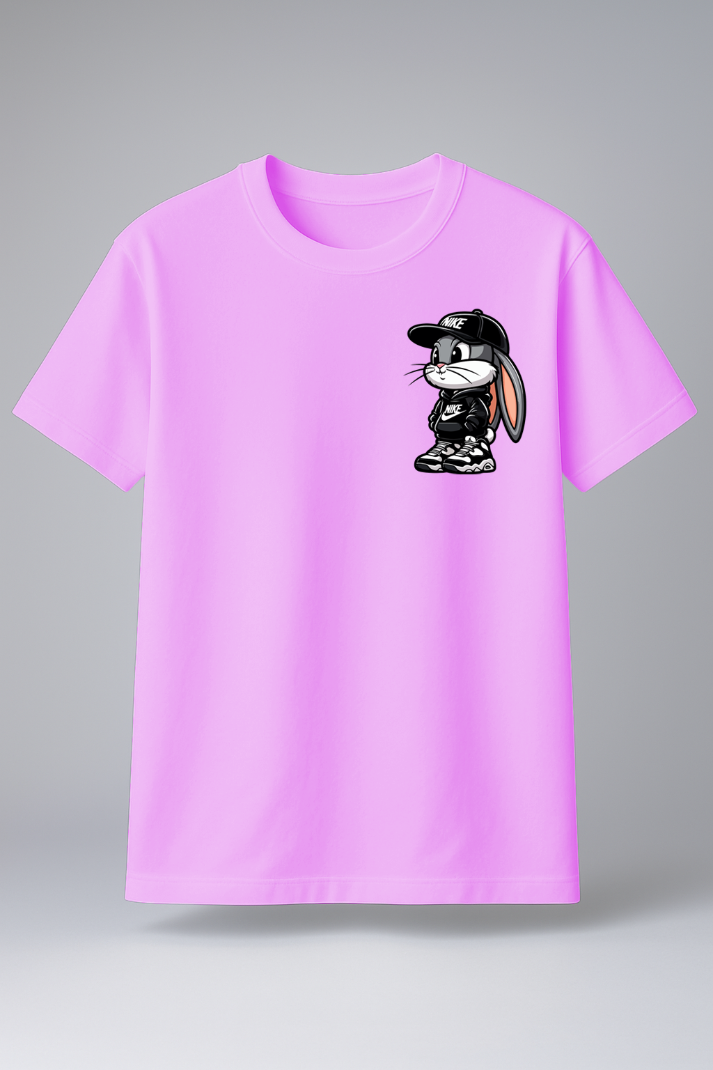 T-Shirt Half Sleeve Pink Tees Graphic Printed Bunny Baby Pink