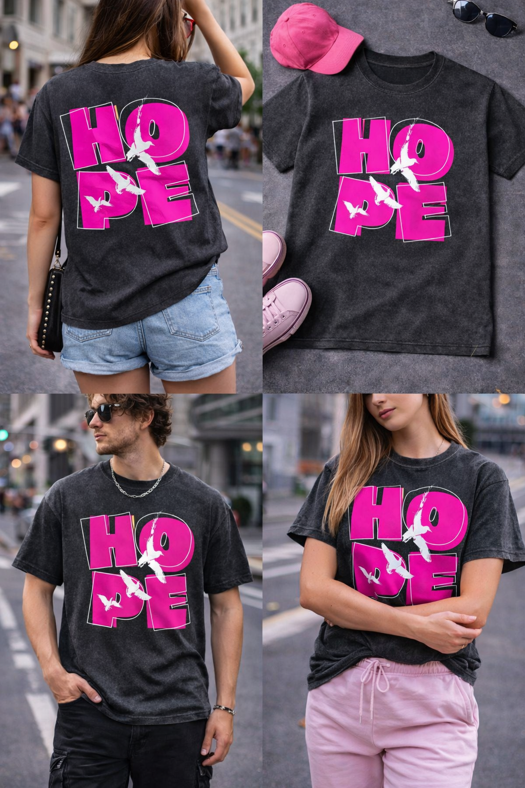 Premium Acid Wash T-Shirt HOPE printed T shirt (Unisex)