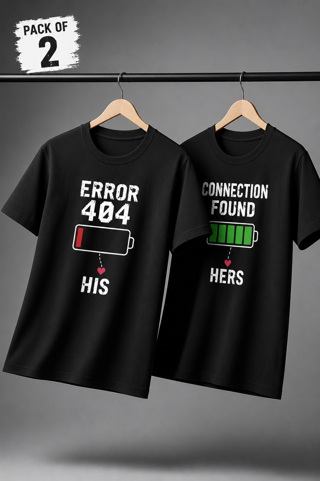 Signal Found Couple T-Shirt Pack of 2 Teenzos