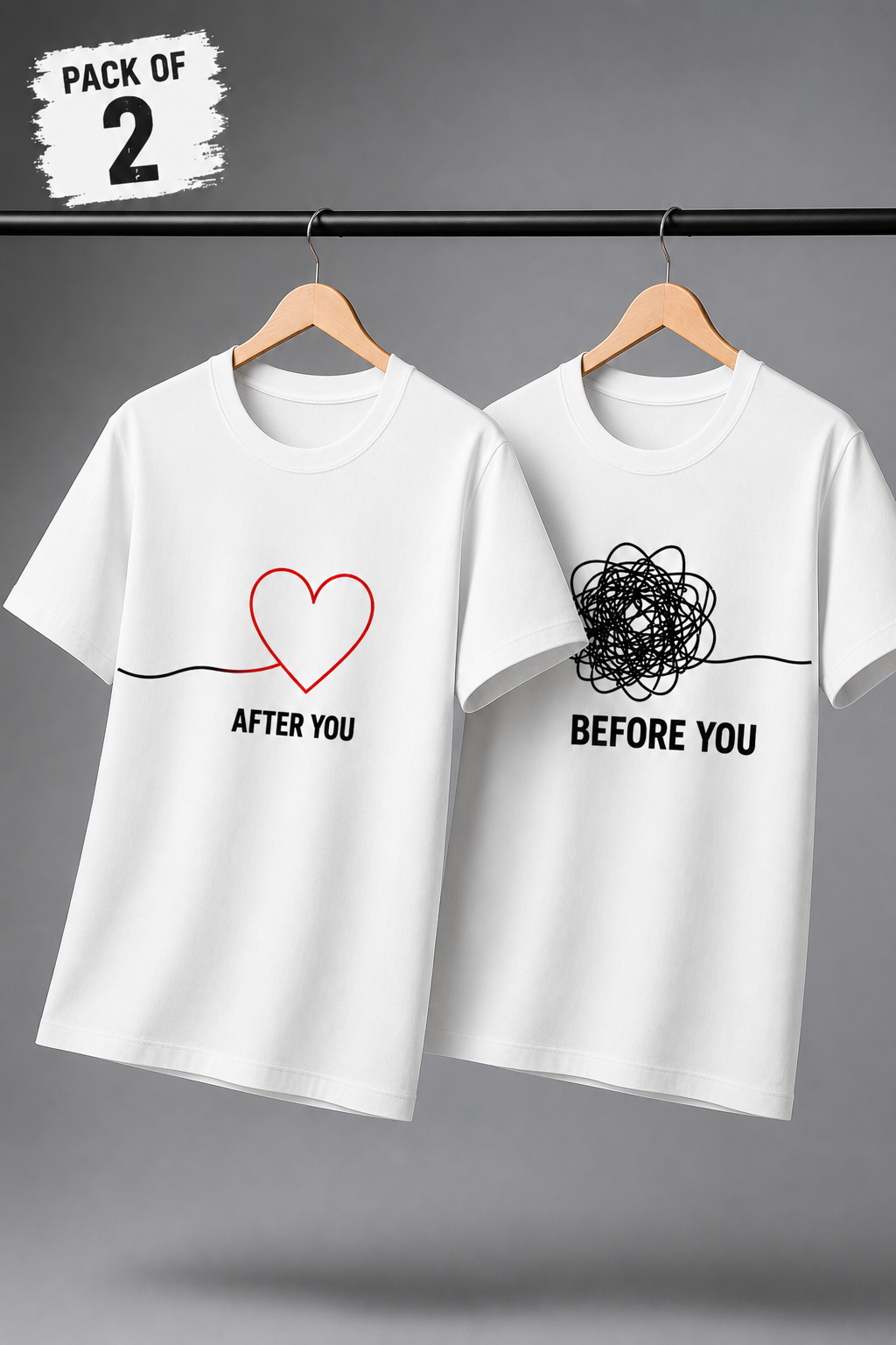 Before You After You Couple T-Shirt Pack of 2 | 100% Cotton