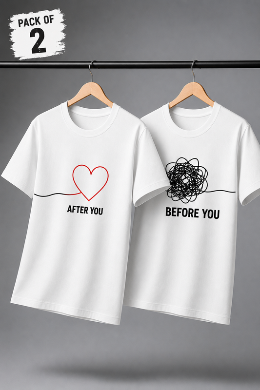Before You After You Couple T-Shirt Pack of 2 | 100% Cotton