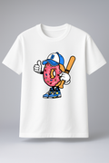 T-Shirt Half Sleeve White Tees Graphic Printed Donut Boy White Cotton