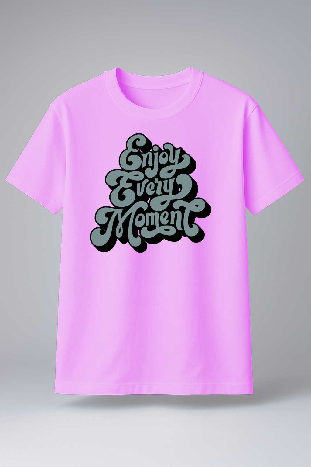 T-Shirt Half Sleeve Pink Tees Street style Printed Baby Pink