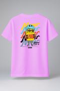 T-Shirt Half Sleeve Baby Pink Tees Graphic Printed Retro Baby Pink