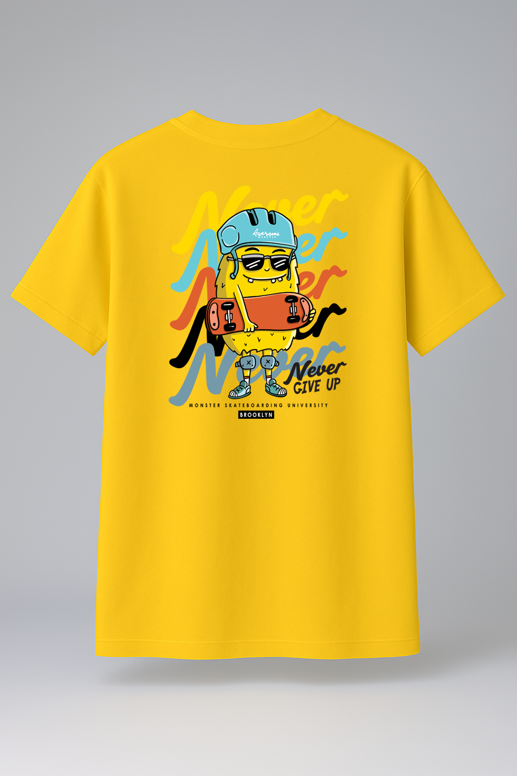 T-Shirt Half Sleeve Mustard Yellow Tees Graphic Printed Retro