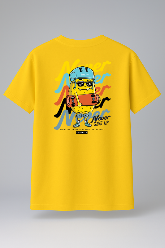 T-Shirt Half Sleeve Mustard Yellow Tees Graphic Printed Retro Mustard Yellow