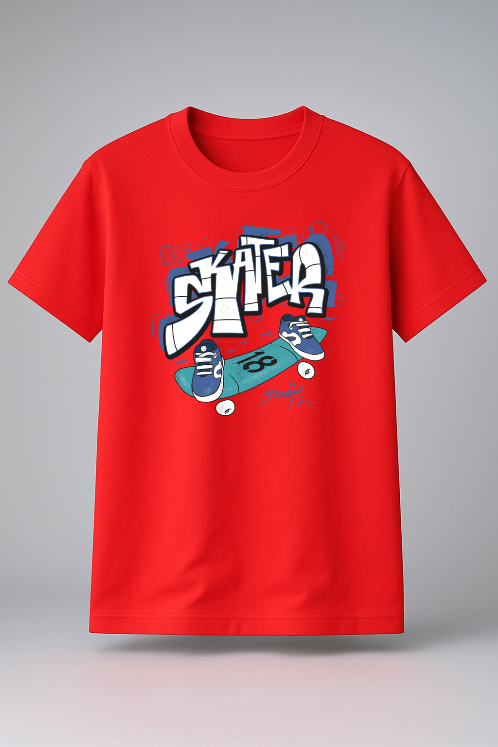 T-Shirt Half Sleeve Red Tees Street style Printed Red