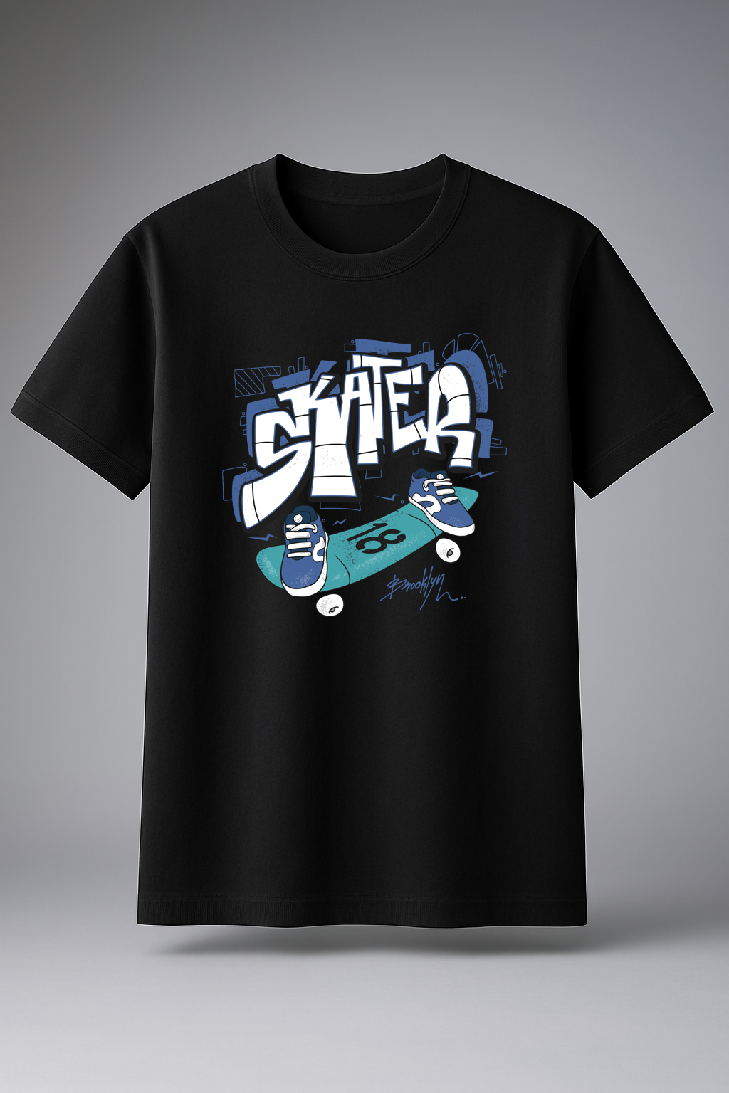 T-Shirt Half Sleeve Black Tees Street style Printed Black
