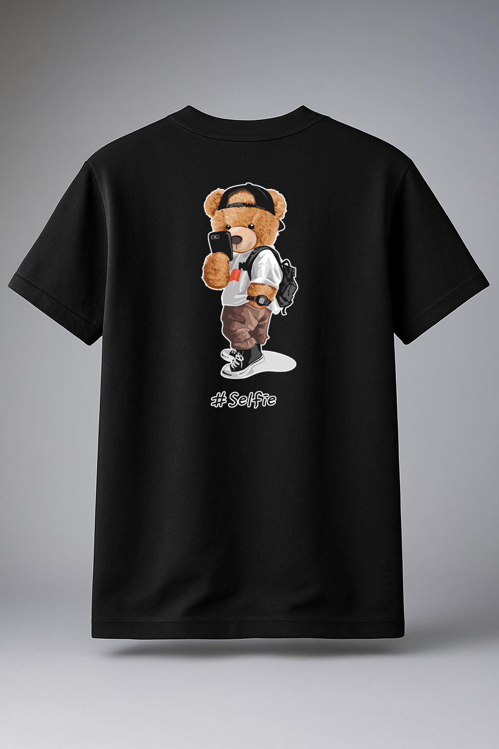 T-Shirt Half Sleeve Black Tees Graphic Printed Teddy Black