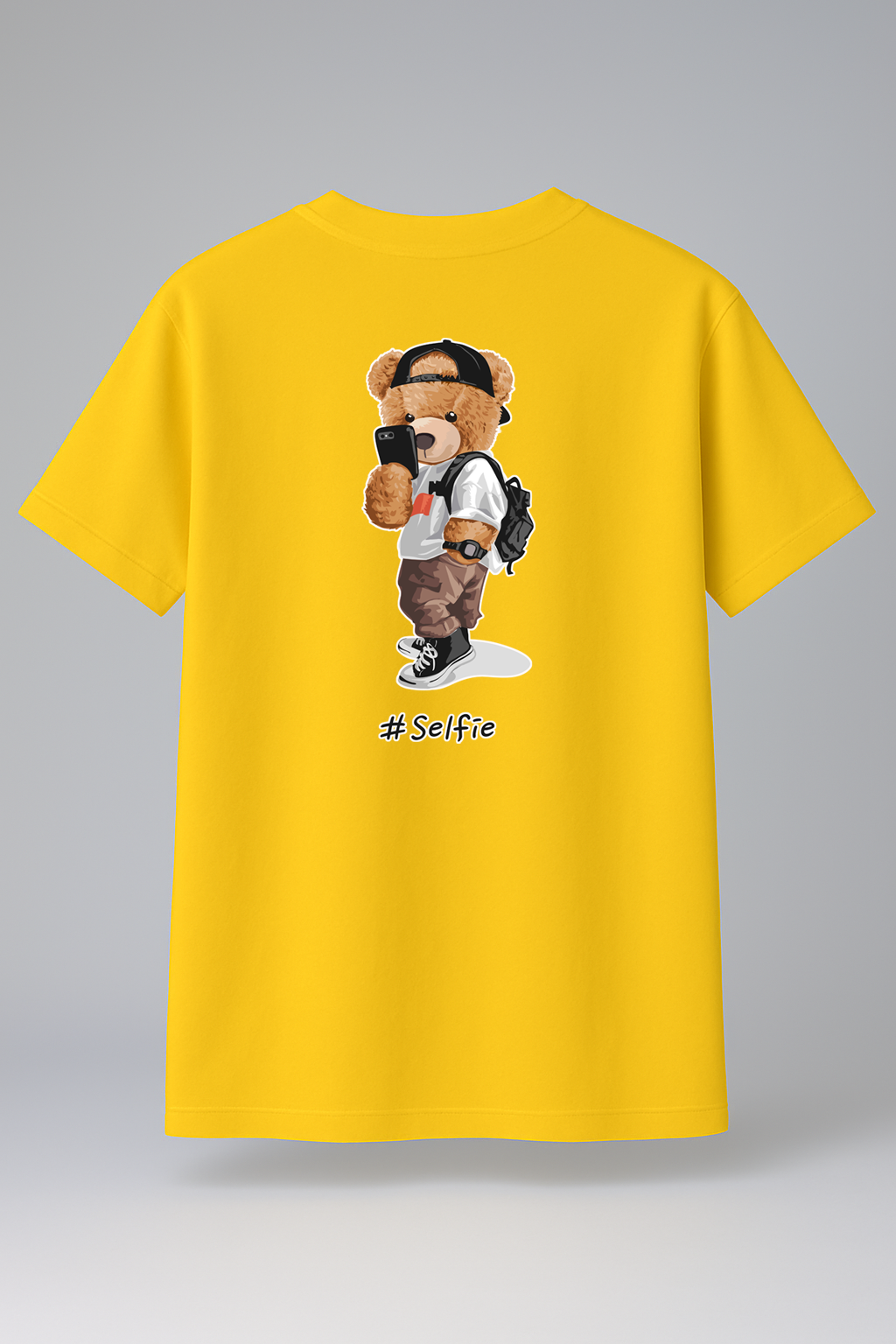 T-Shirt Half Sleeve Mustard Yellow Tees Graphic Printed Teddy Mustard Yellow