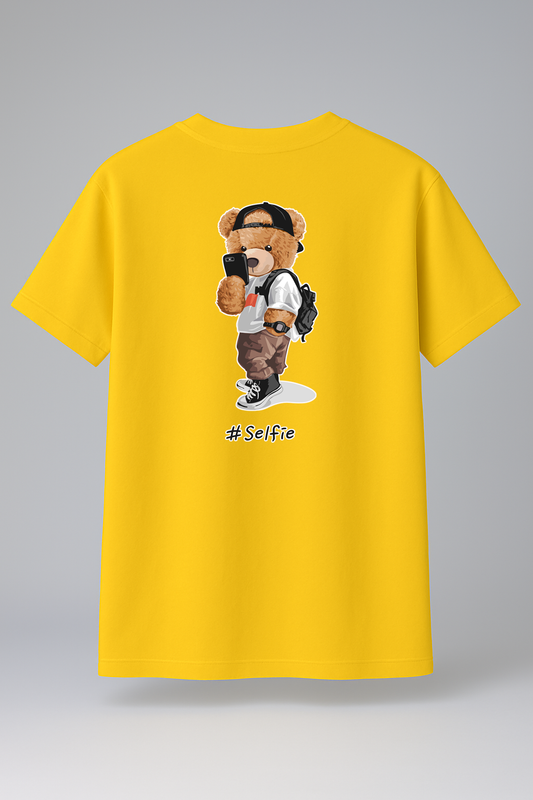 T-Shirt Half Sleeve Mustard Yellow Tees Graphic Printed Teddy Mustard Yellow