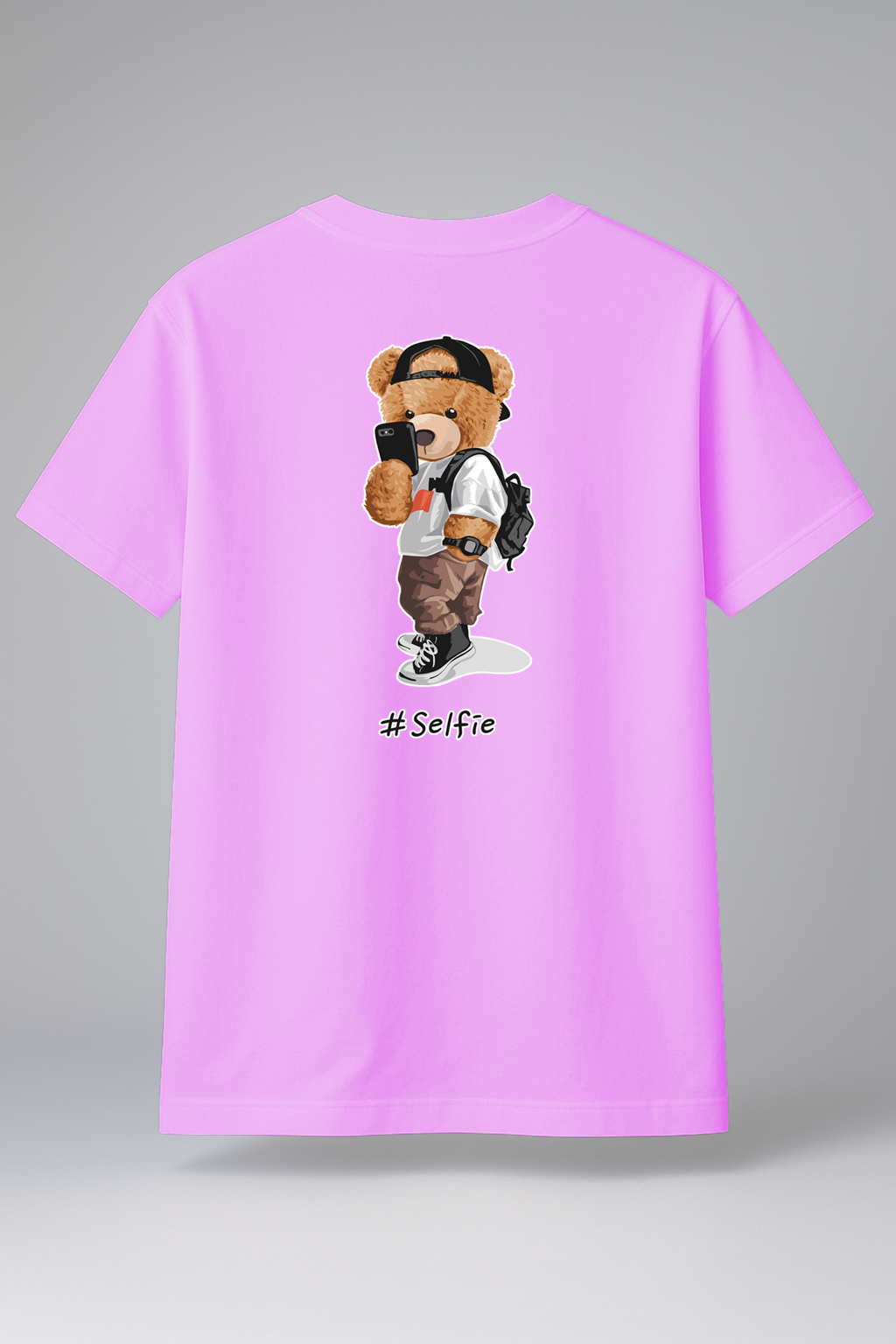 T-Shirt Half Sleeve Baby Pink Tees Graphic Printed Teddy Baby Pink