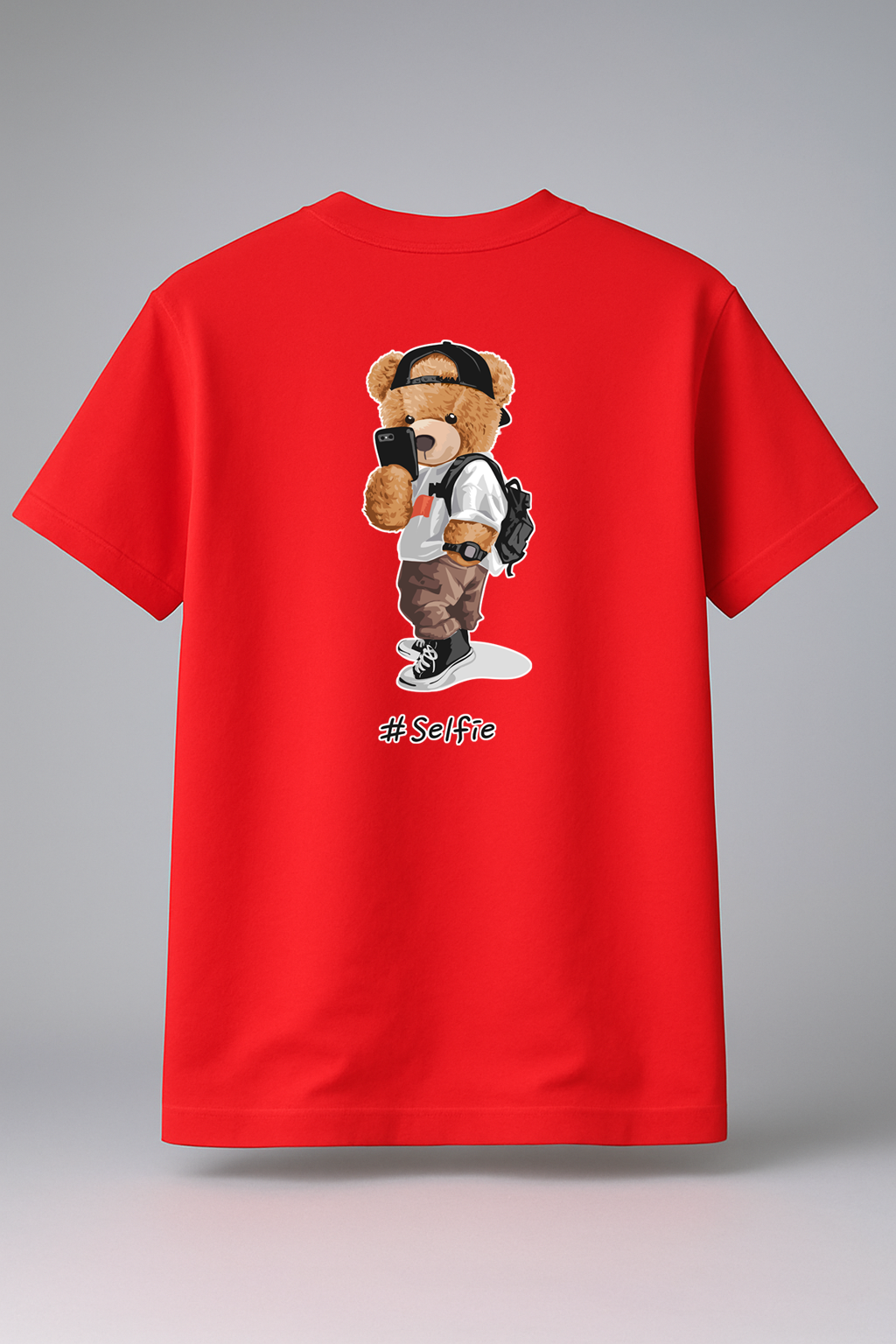 T-Shirt Half Sleeve Red Tees Graphic Printed Teddy