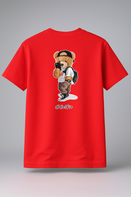 T-Shirt Half Sleeve Red Tees Graphic Printed Teddy Red