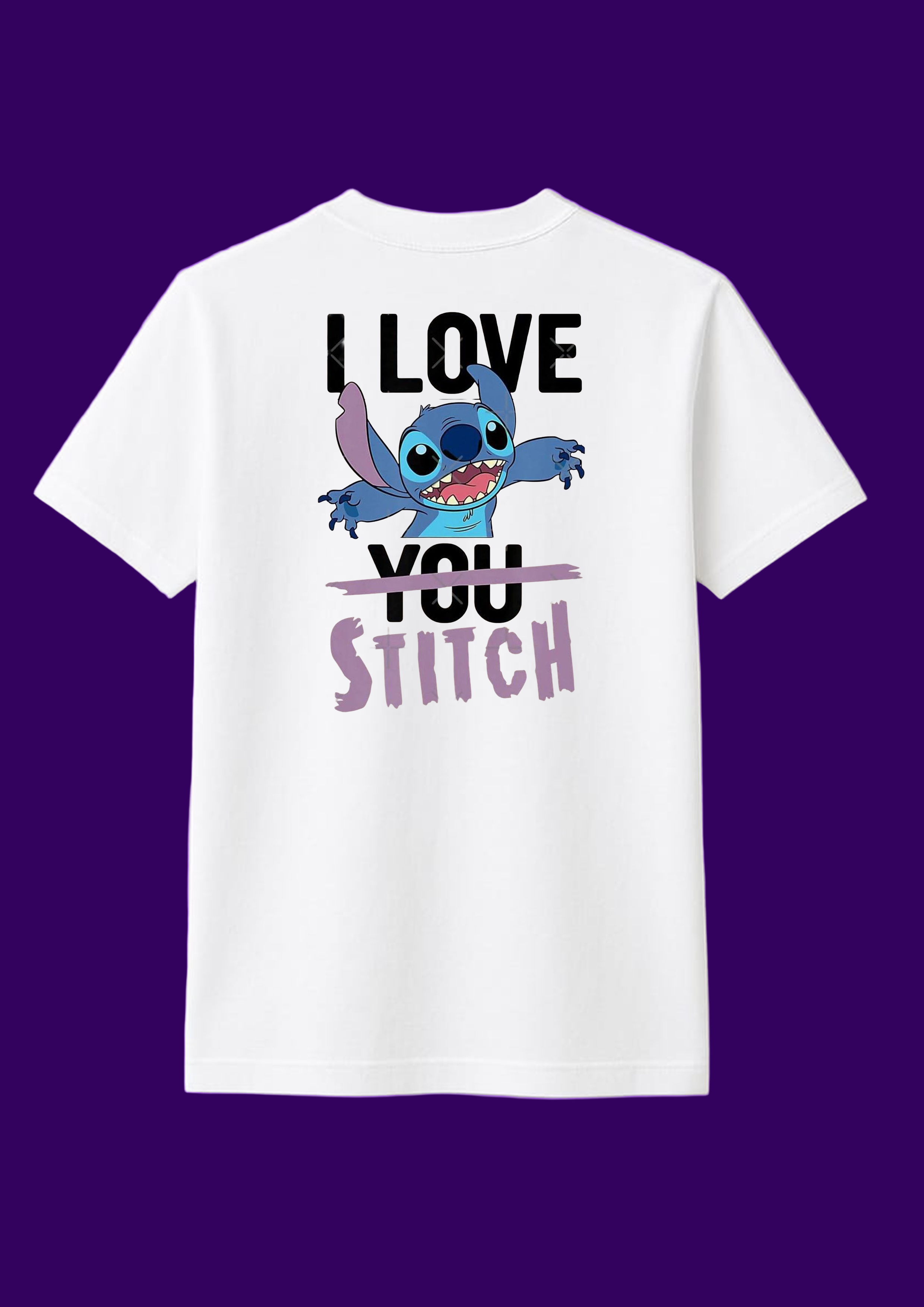 Stitch cartoon printed T shirt half sleeve
