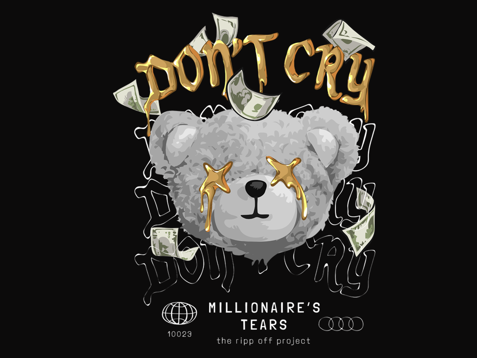 Original Black Oversized Golden Teddy Printed T-shirt (Unisex)