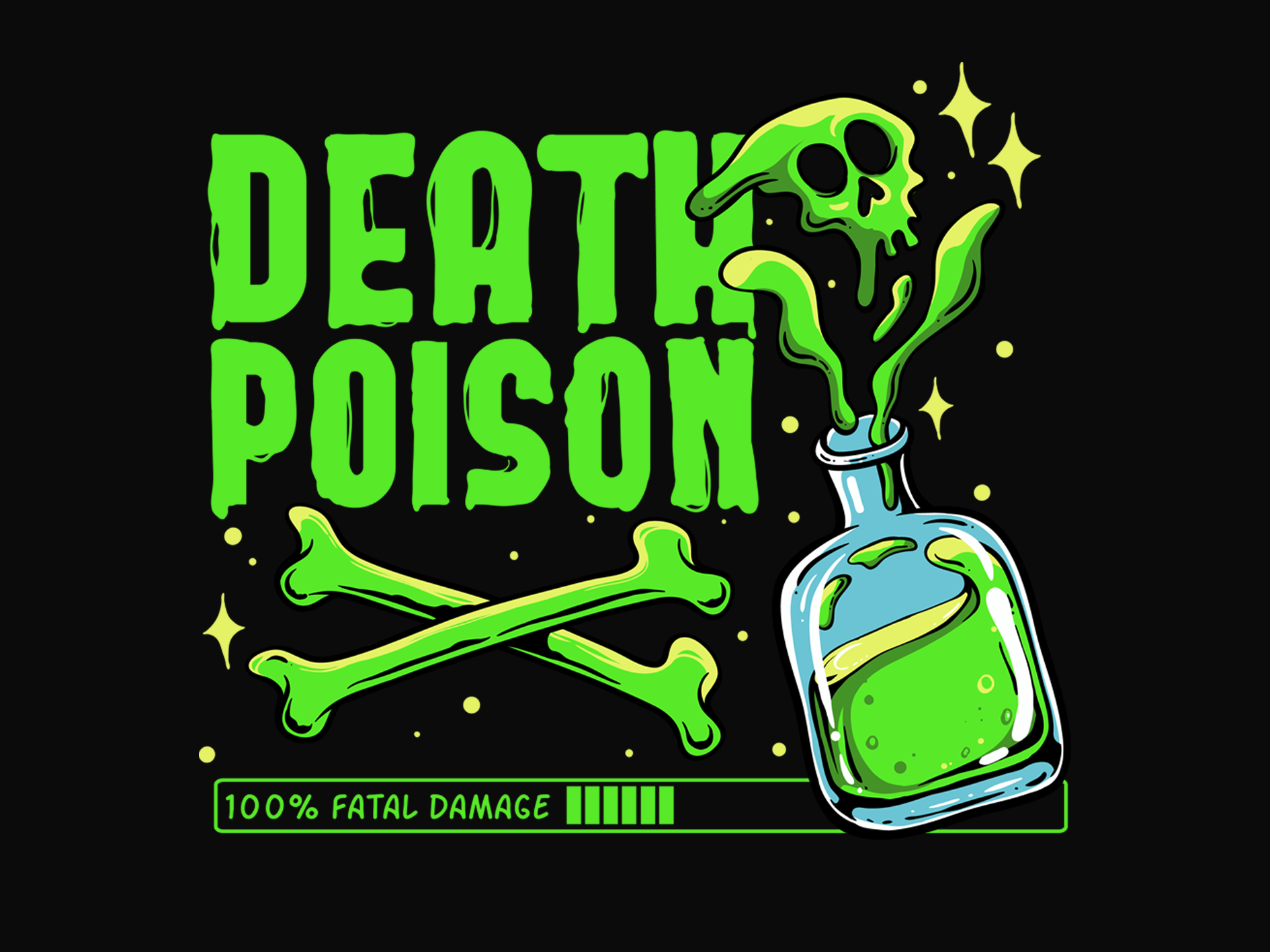 Original Black Oversized Neon Poison Printed T-shirt (Unisex)