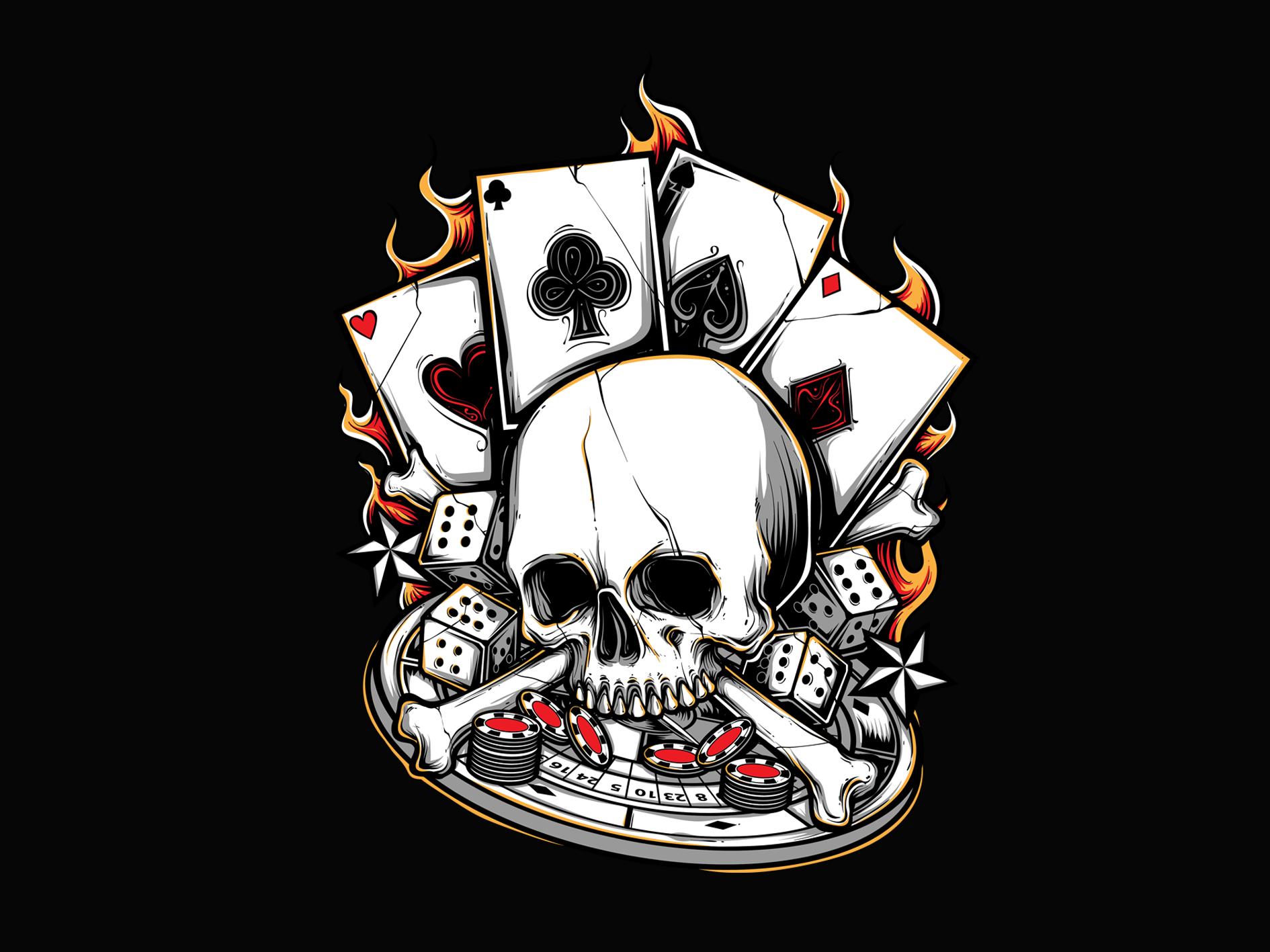 Original Black Oversized Royal skull Printed T-shirt (Unisex)