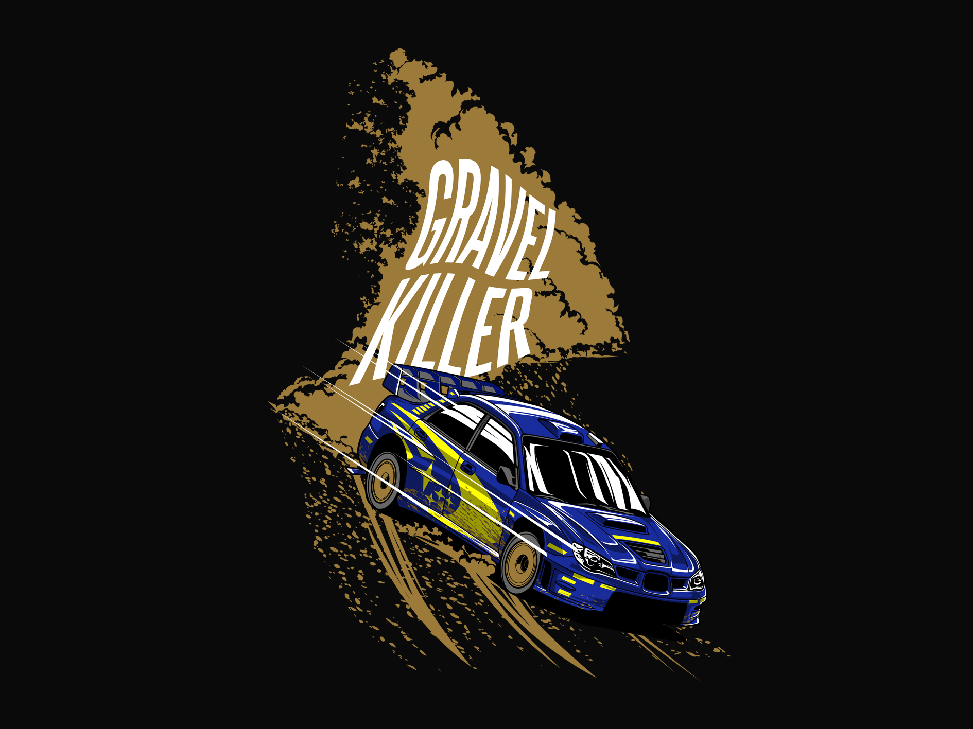 Original Black Oversized Car Drift Printed T-shirts (Unisex)