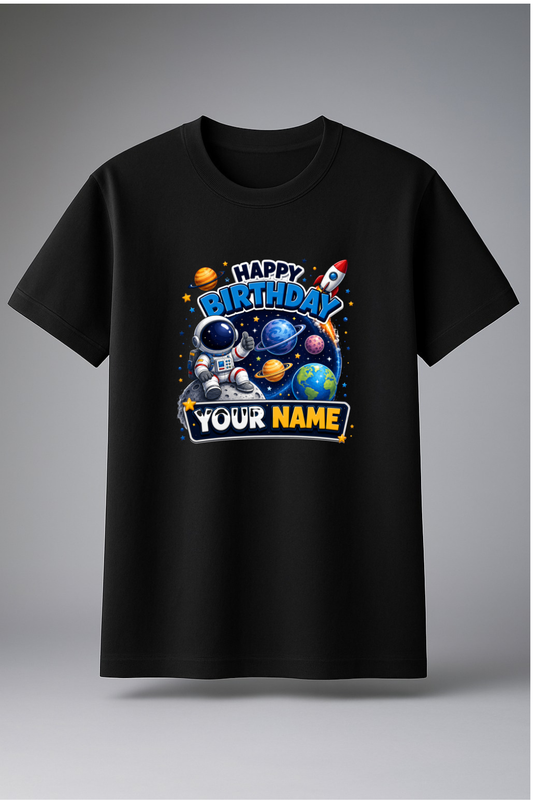Custom Space Astronaut Birthday T-Shirt with Name