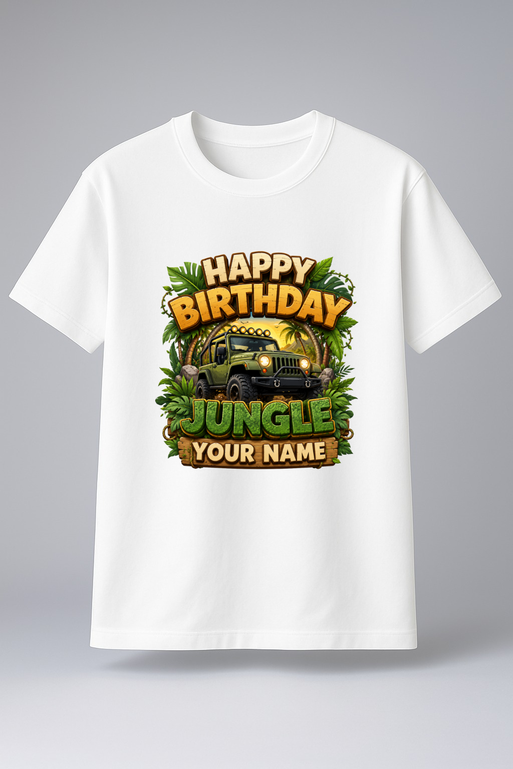 Custom Jungle Safari Birthday T-Shirt with Name