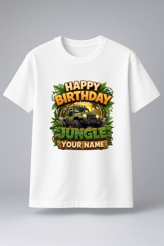 Custom Jungle Safari Birthday T-Shirt with Name