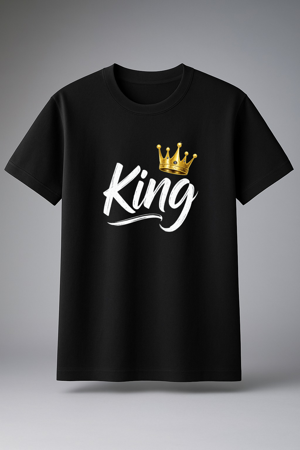 Couple King Queen Printed Cotton T-Shirts – Matching Crown Graphic Tees - Pack of 2 Teenzos