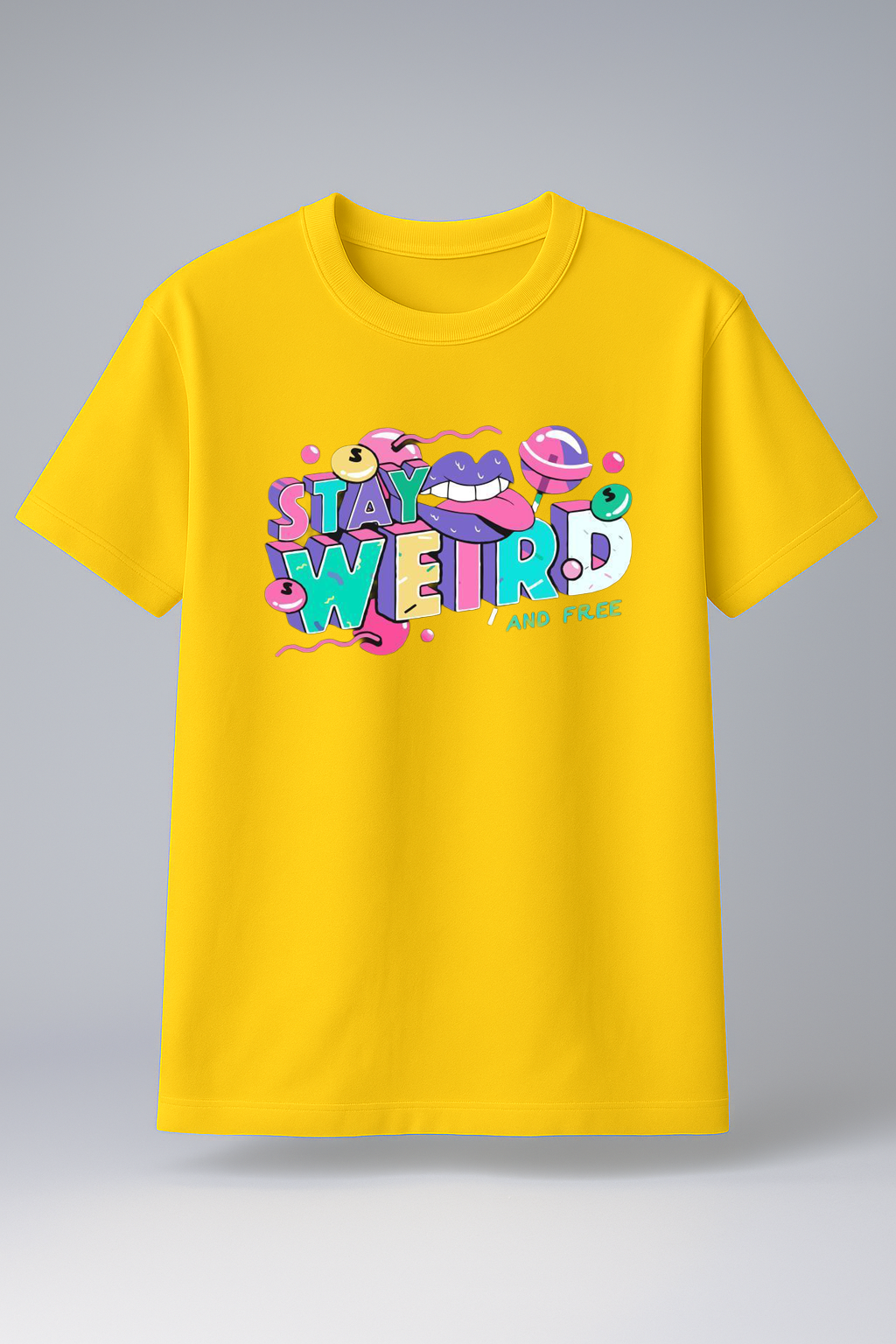 Stay Weird Streetwear Tee Mustard Yellow
