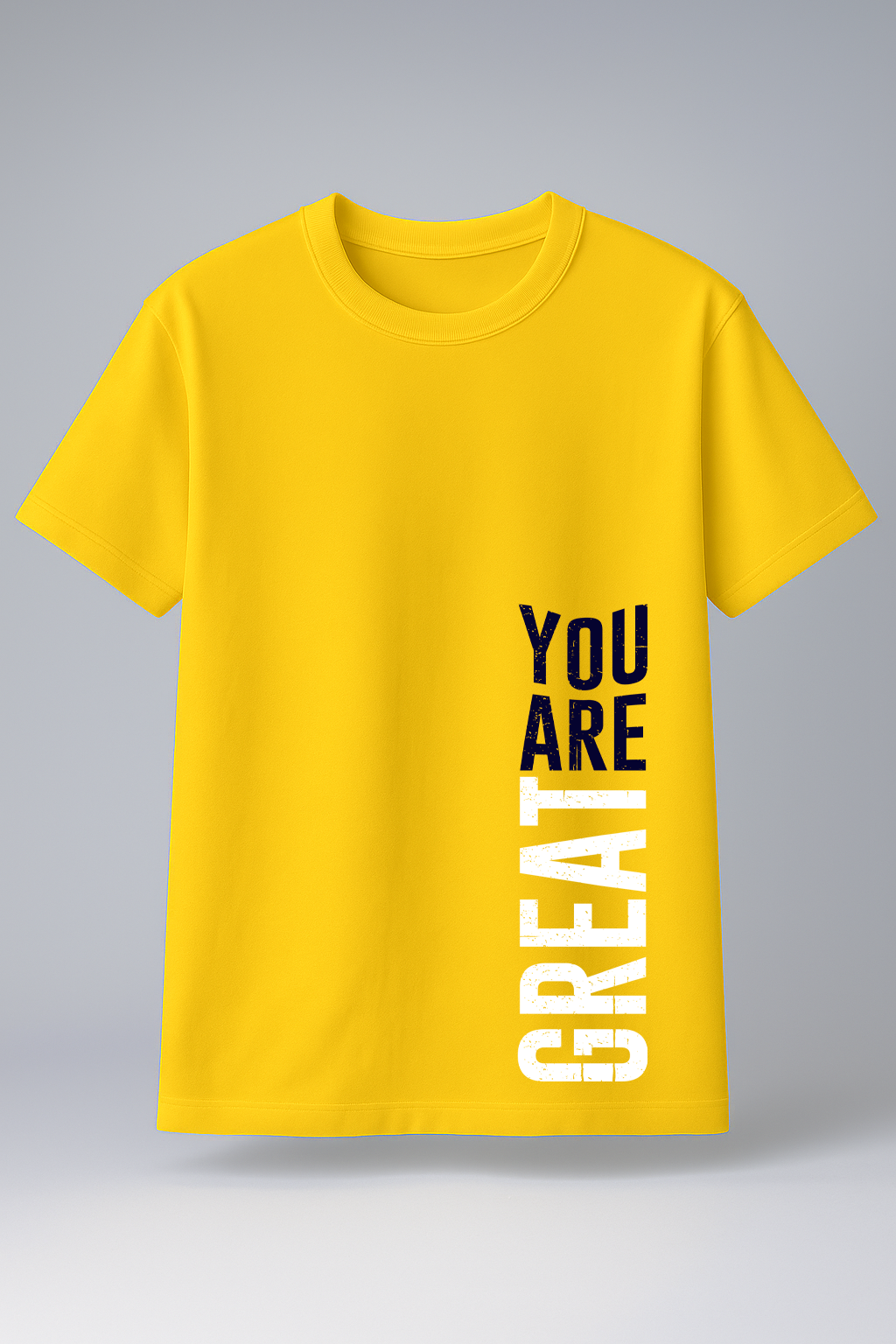 T-Shirt Half Sleeve Mustard Yellow Tees Graphic Printed Retro