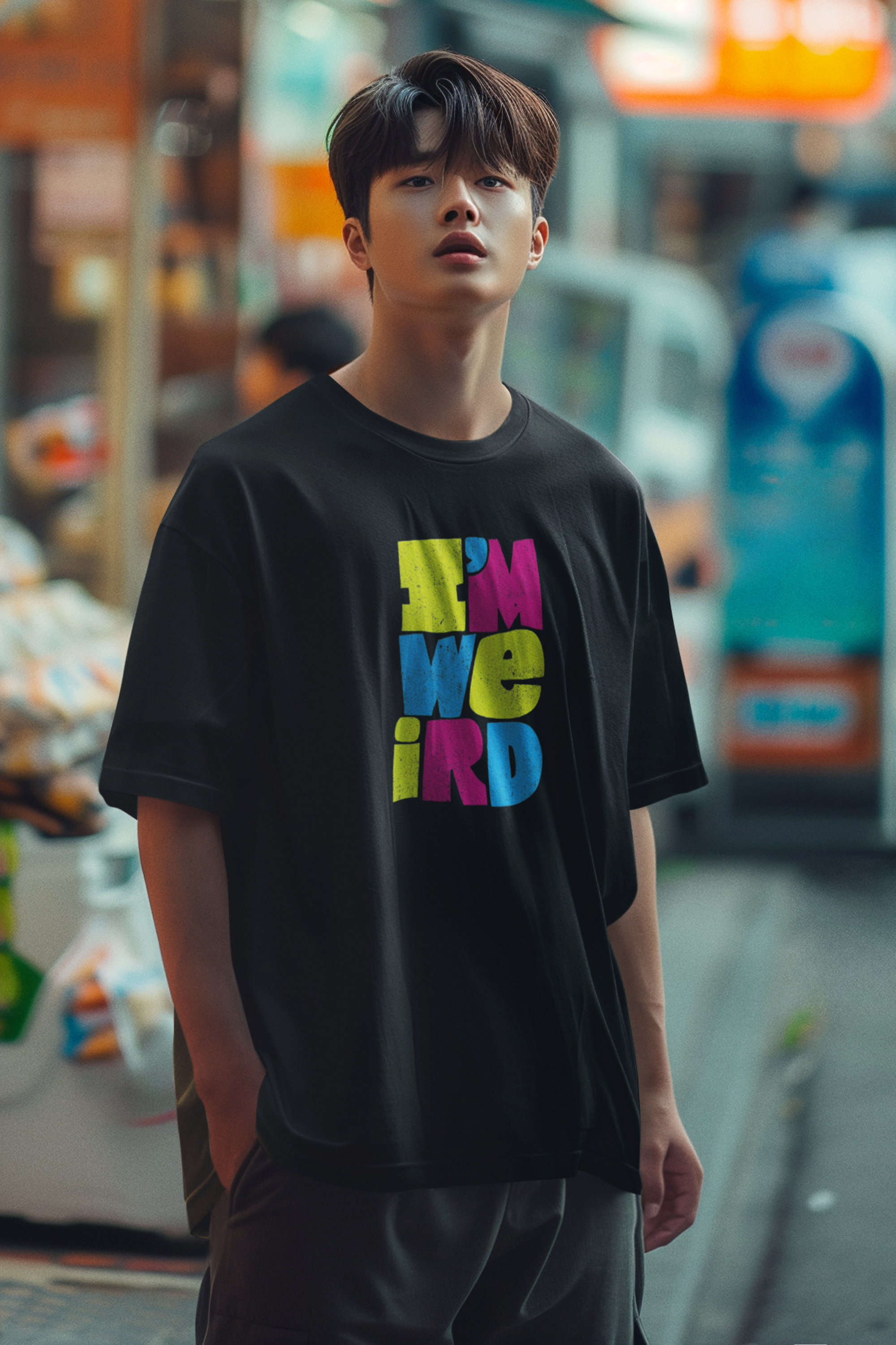 Original Black Oversized Weird Printed T-shirt (Unisex)