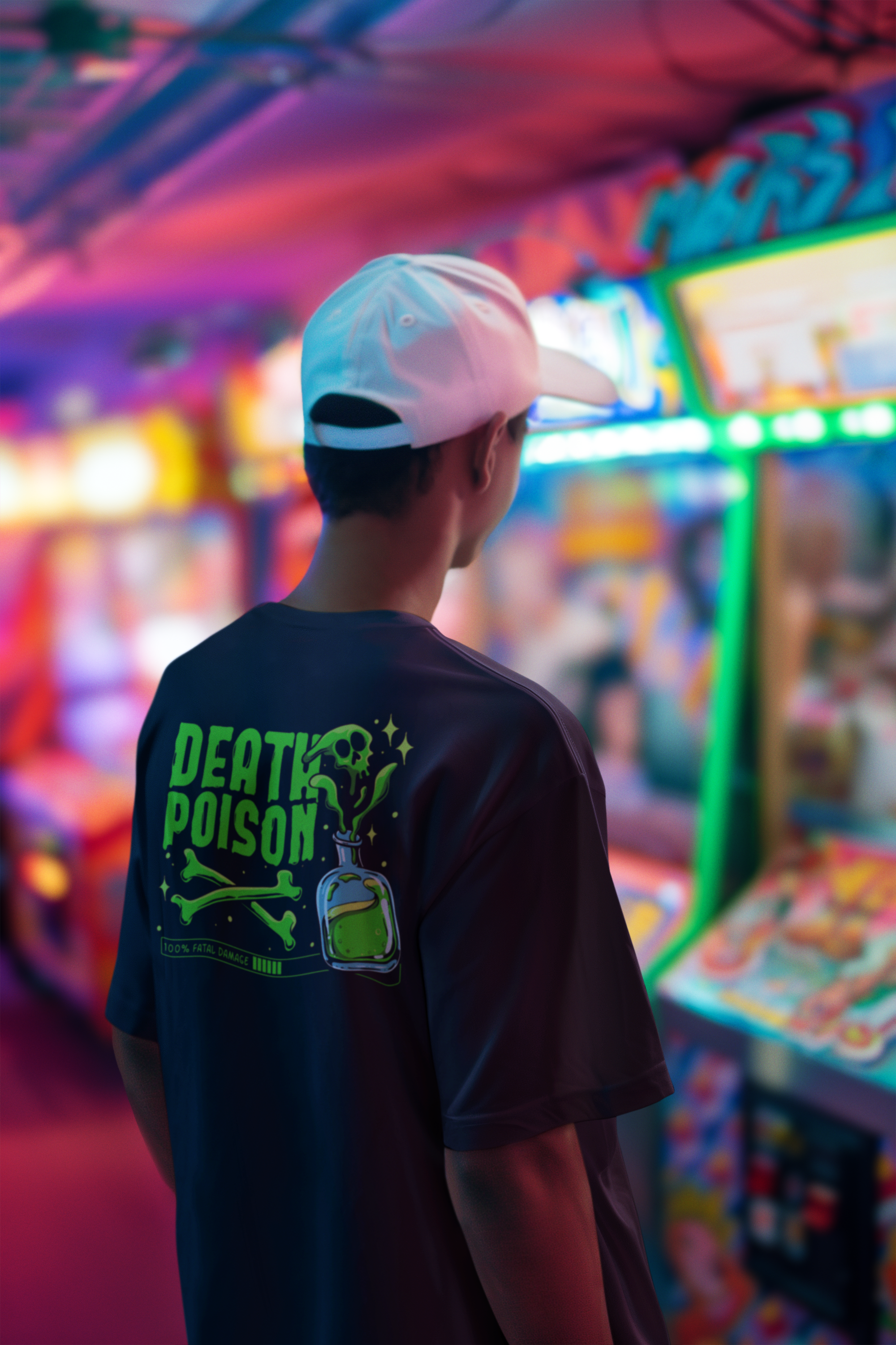 Original Black Oversized Neon Poison Printed T-shirt (Unisex)