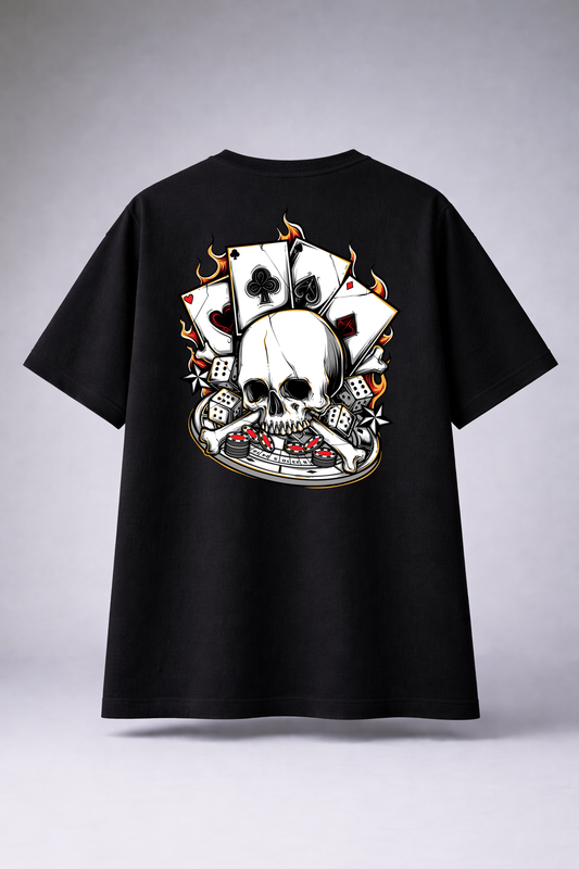 Original Black Oversized Royal skull Printed T-shirt (Unisex)