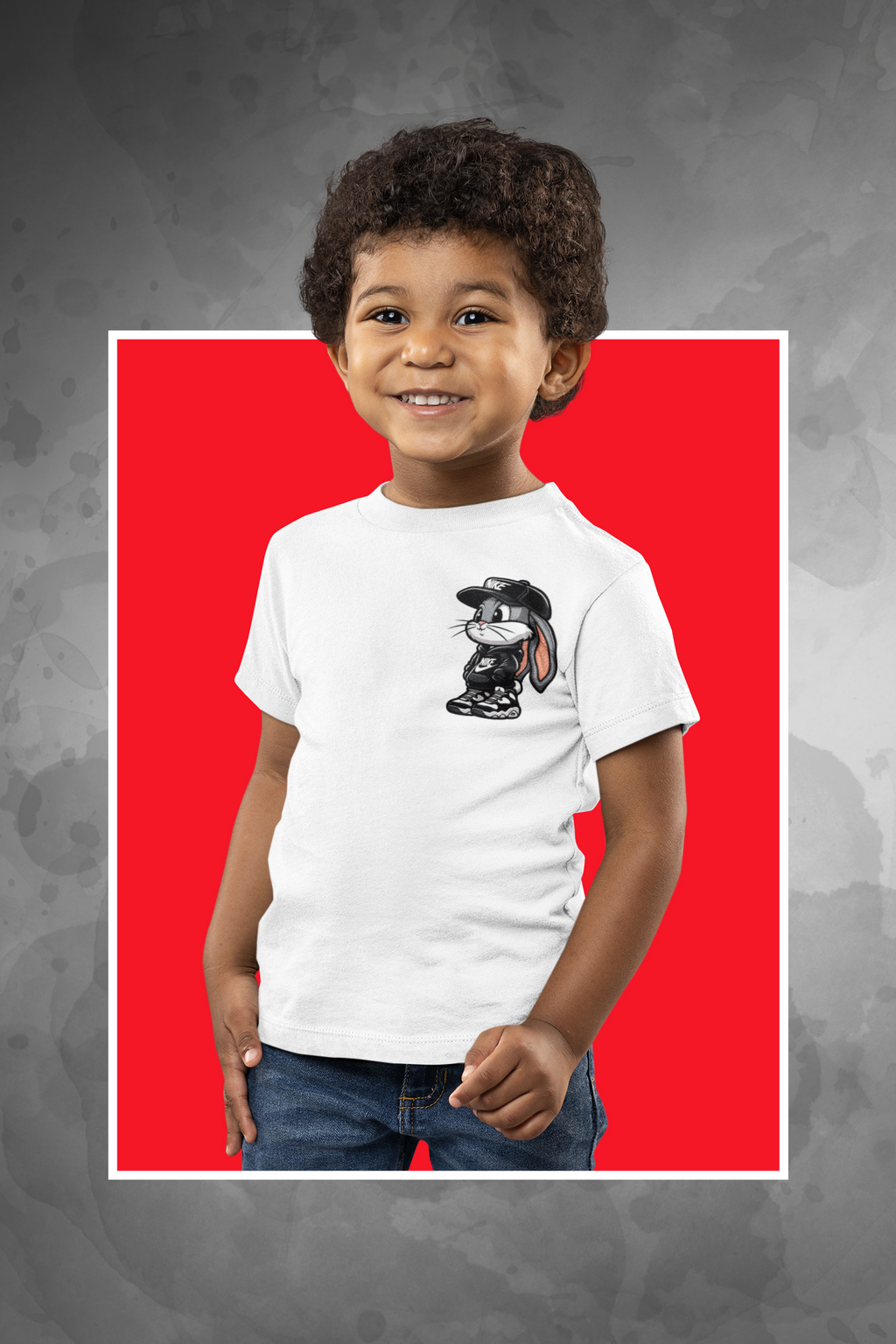T-Shirt Half Sleeve White Tees Graphic Printed Bunny
