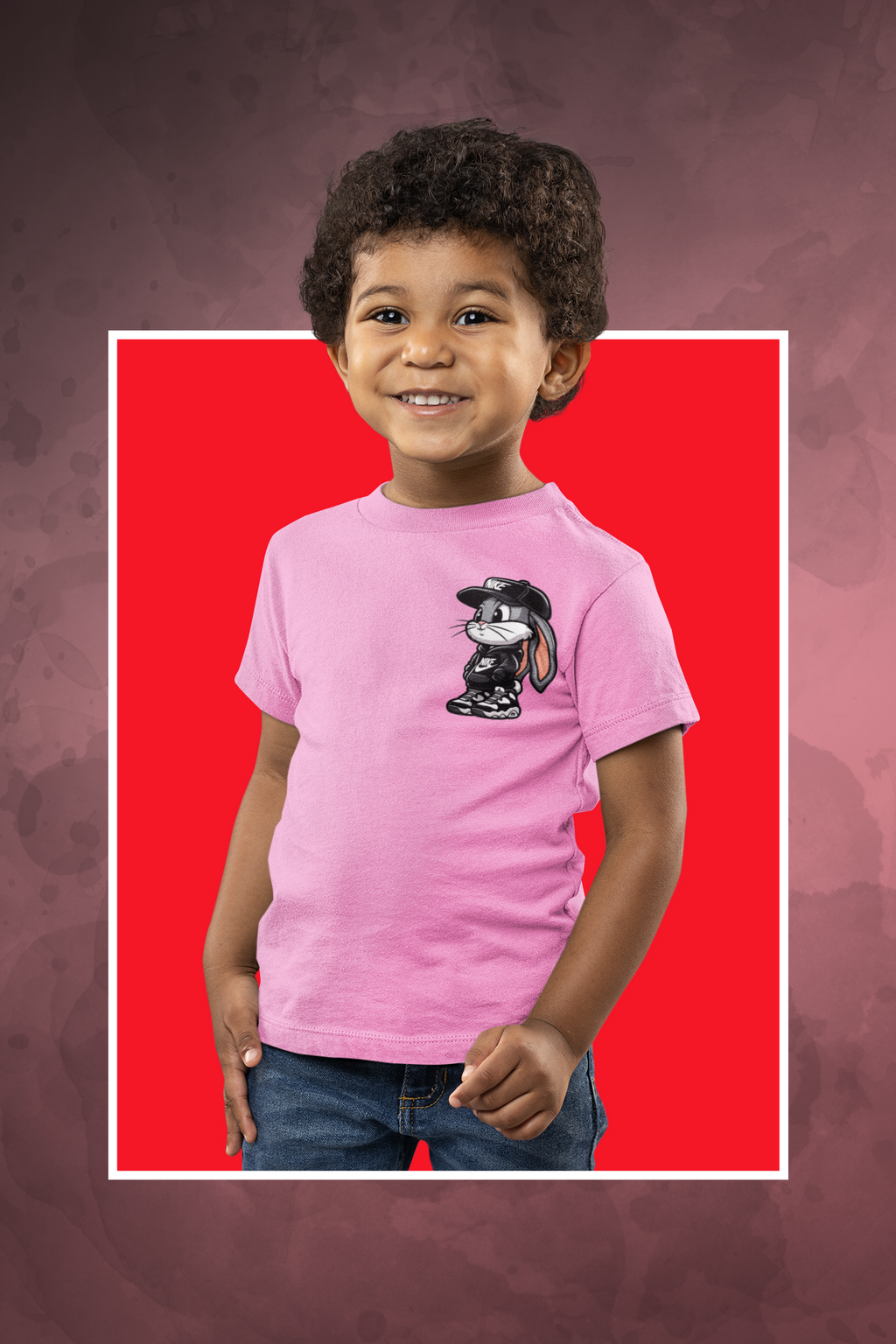 T-Shirt Half Sleeve Pink Tees Graphic Printed Bunny