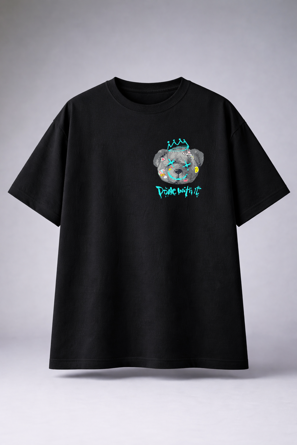 Original Black Oversized Golden Teddy Printed T-shirt (Unisex)