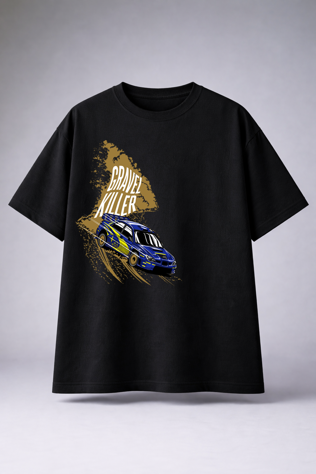 Original Black Oversized Car Drift Printed T-shirts (Unisex)