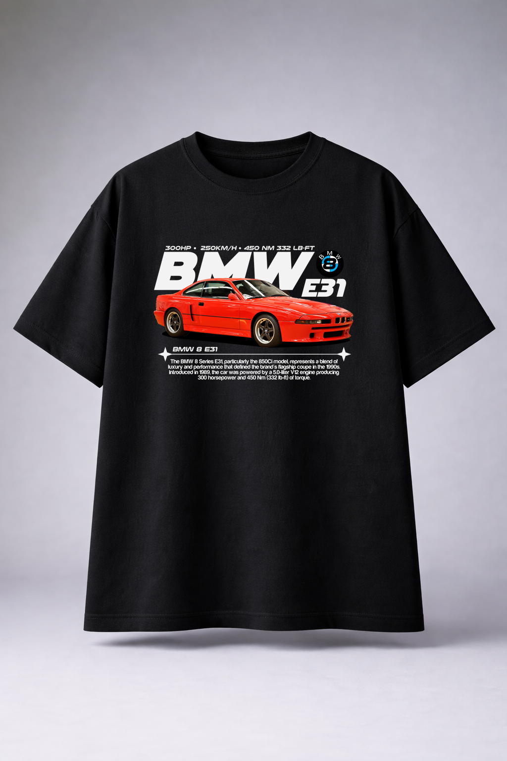 Original Black Oversized SuperCars RE1 Printed T-shirt (Unisex)