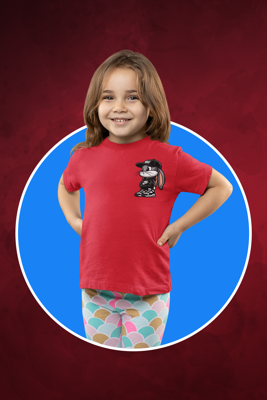 T-Shirt Half Sleeve Red Tees Graphic Printed Bunny