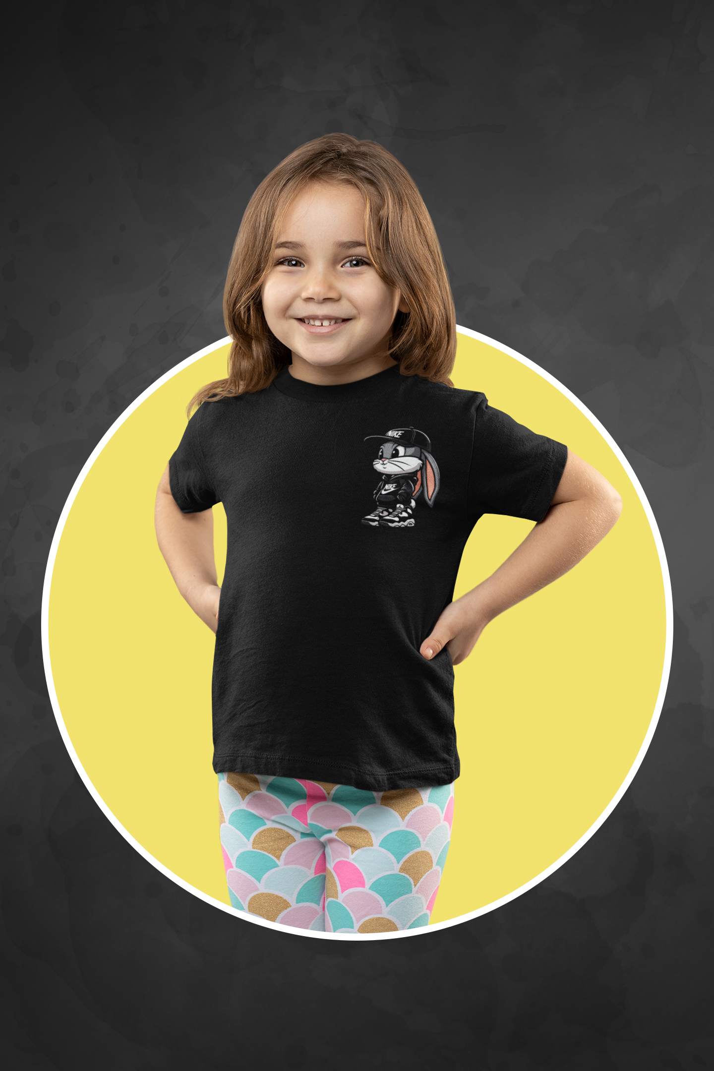 T-Shirt Half Sleeve Black Tees Graphic Printed Bunny