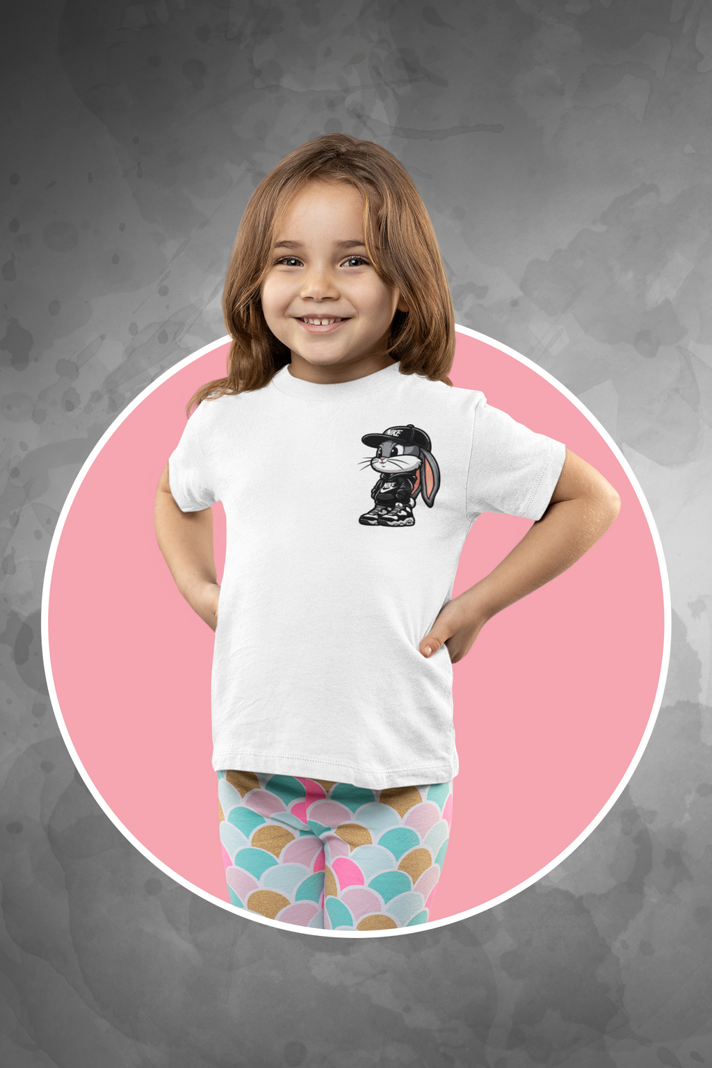 T-Shirt Half Sleeve White Tees Graphic Printed Bunny