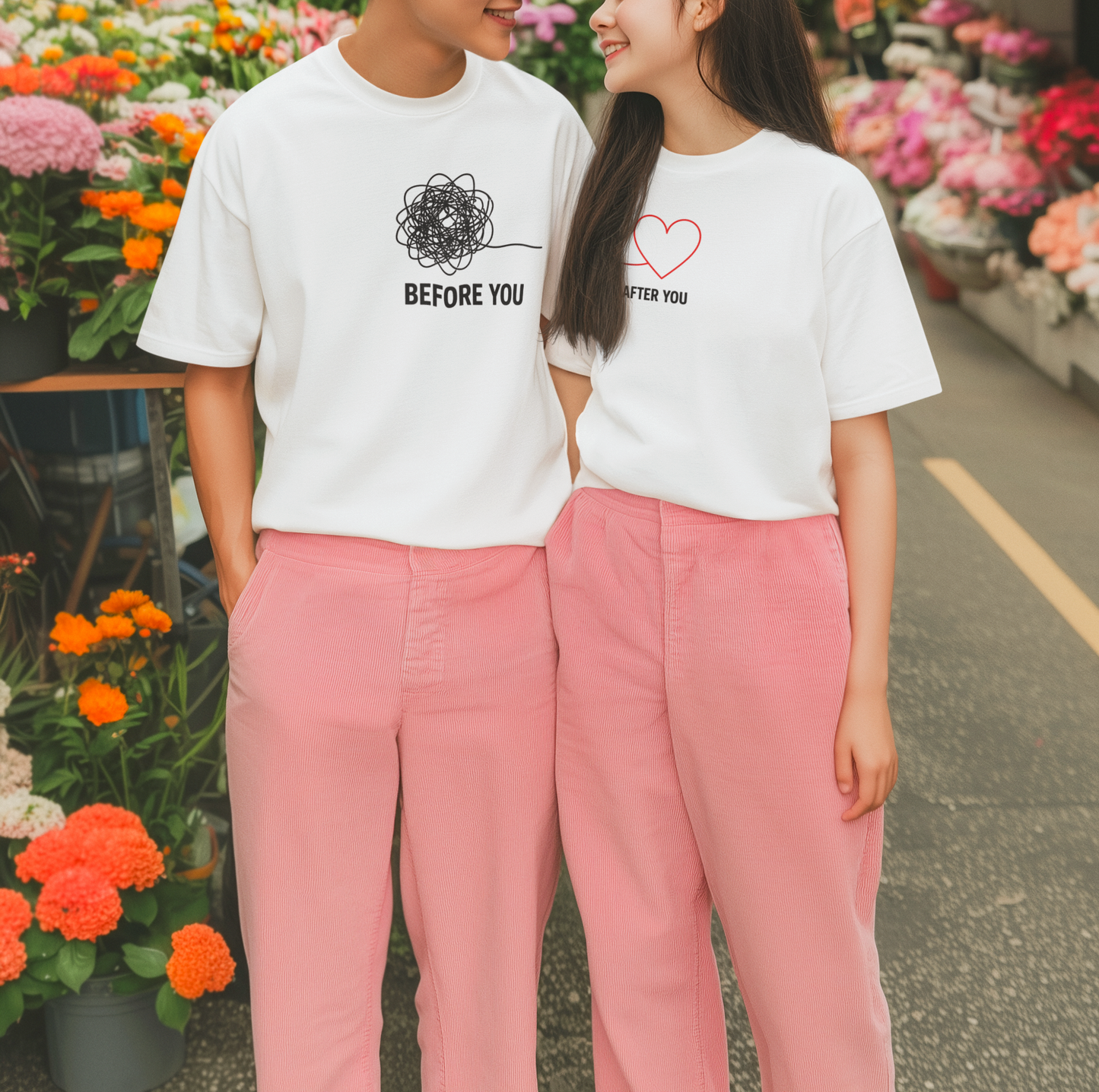 Before You After You Couple T-Shirt Pack of 2 | 100% Cotton