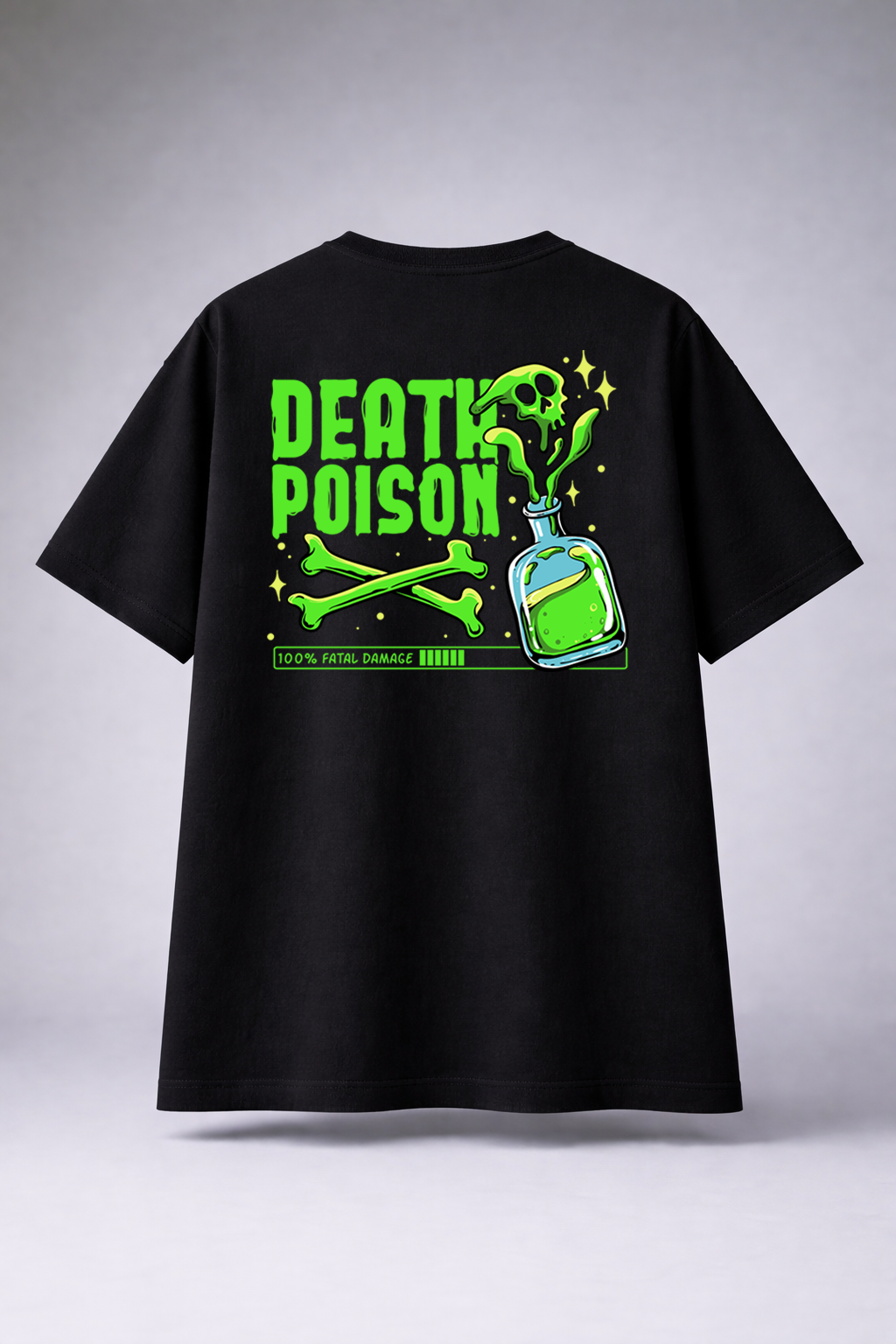 Original Black Oversized Neon Poison Printed T-shirt (Unisex)