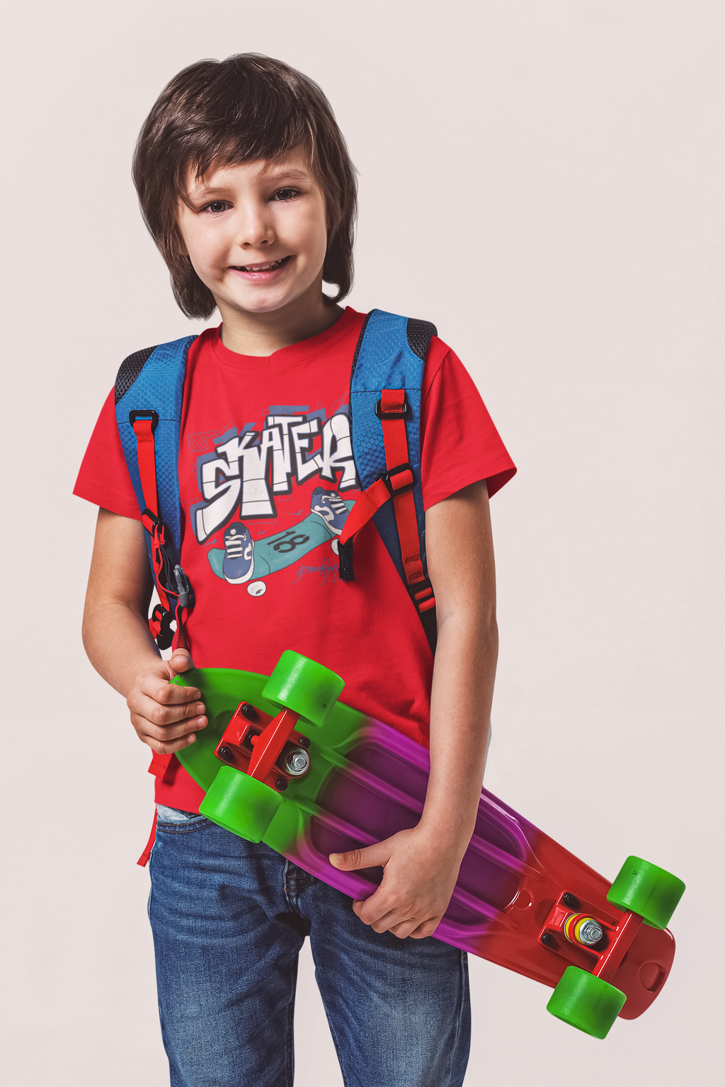 T-Shirt Half Sleeve Red Tees Street style Printed