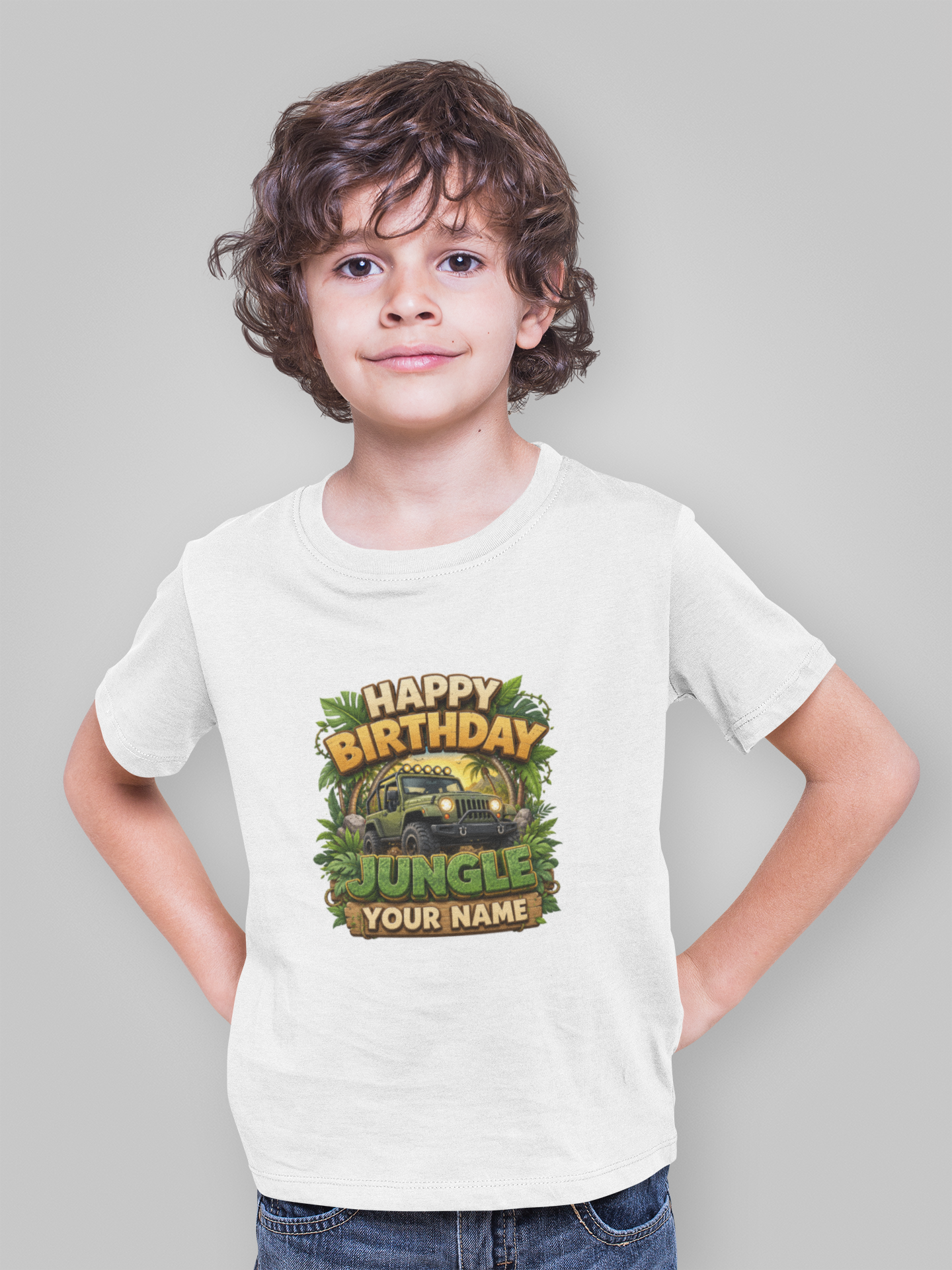 Custom Jungle Safari Birthday T-Shirt with Name